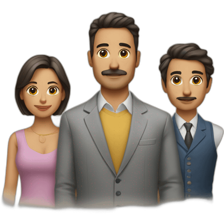 tio hombre con sus 3 sobrinos, dos mujeres y un hombre emoji