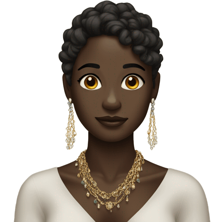 dark-skinned beauty with jewelry and freckles emoji