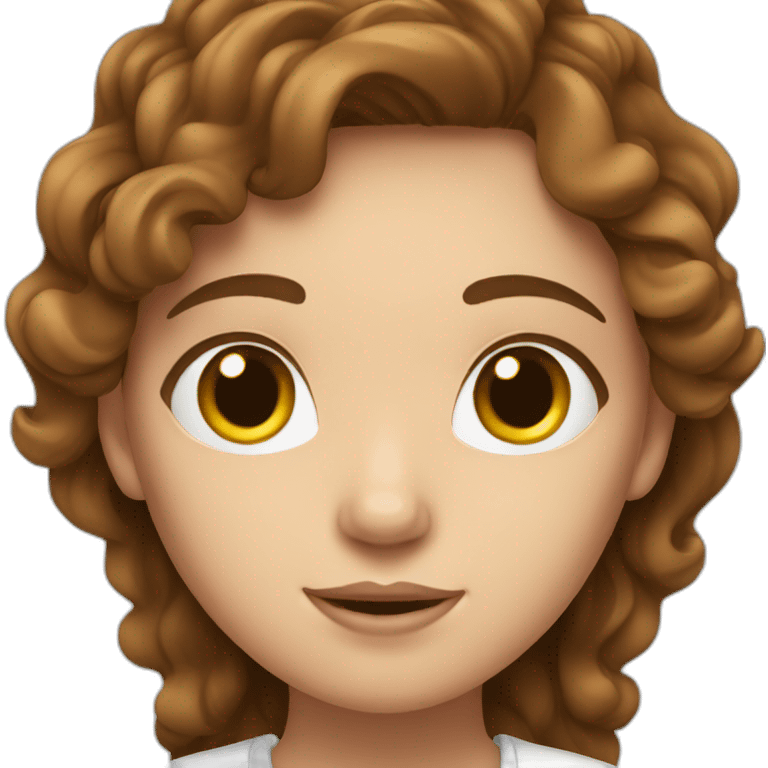 Wavy brown haired girl with white top emoji