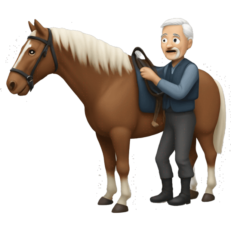 Old man holding horse wip emoji