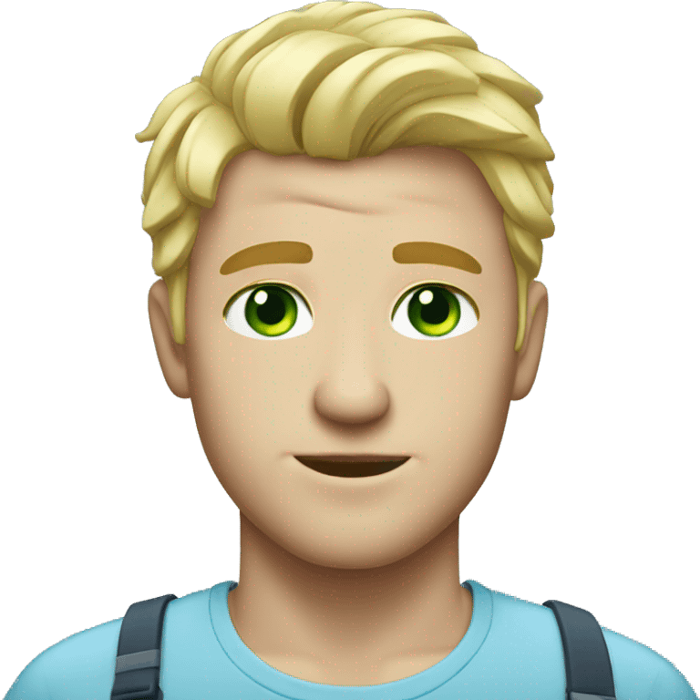 male portrait with blonde hair and green mix with blue eyes  emoji