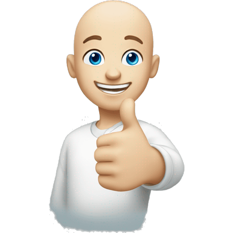 happy bald boy blue-eyed giving thumbs-up emoji