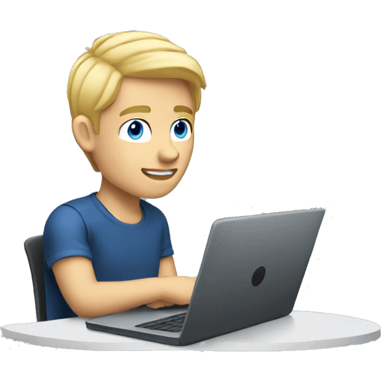 male 24, blonde hair, blue eyes, working on a laptop, side view emoji