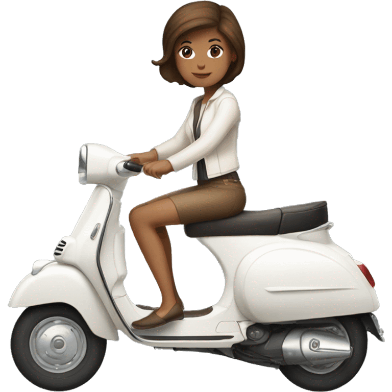 Brown hair girl riding a white Vespa  emoji