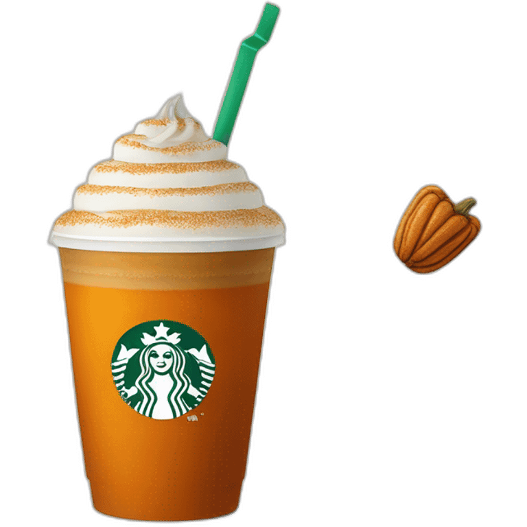 Pumpkin spice latte in a Starbucks cup emoji