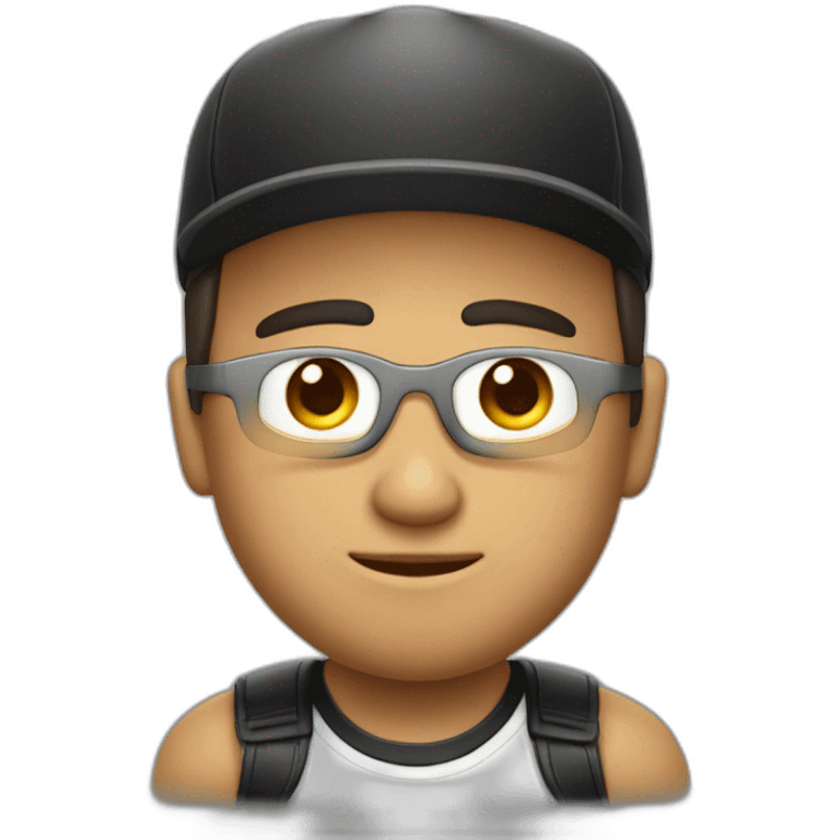 señor muy gordo de piel blanca con gorra en bicicleta negra emoji