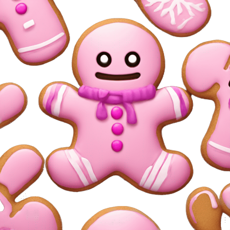 Pink Gingerbread man with mittens  emoji