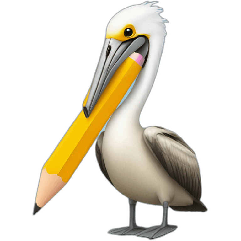 pelican and a pencil emoji