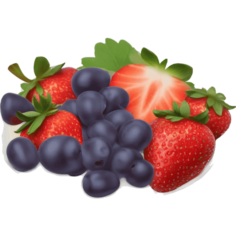 fruit yogurt bowl with strawberries and grapes emoji