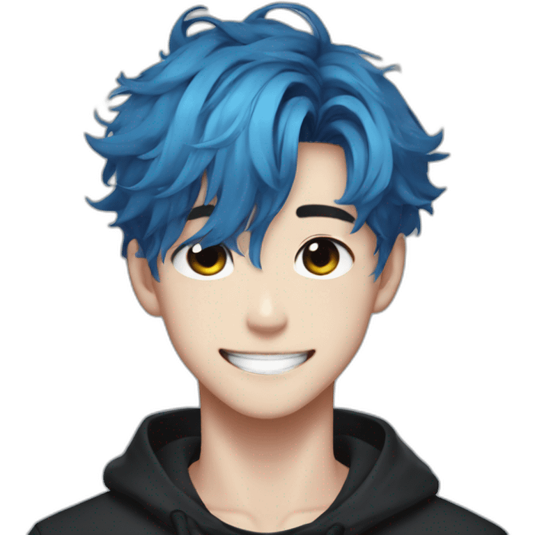 Felix from stray kids blue hair emoji