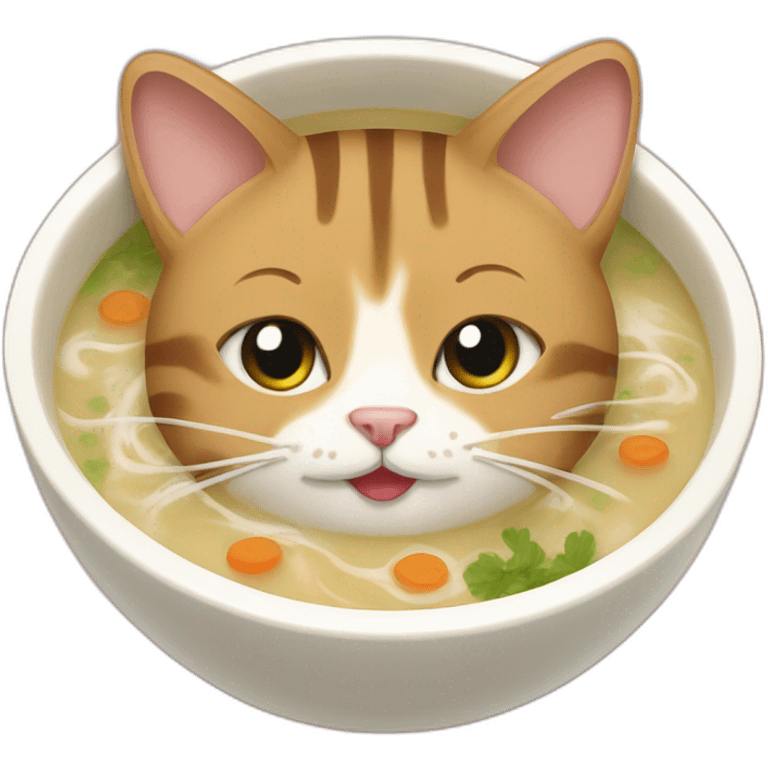 Tabby cat in Miso soup emoji