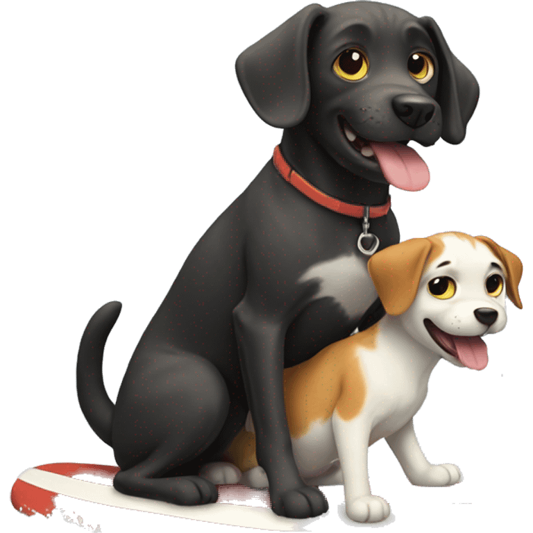 Dog and cat surfing together  emoji