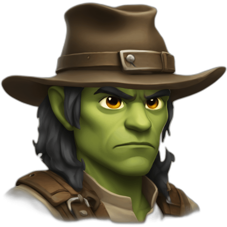 Half-orc ranger wearing fedora  emoji