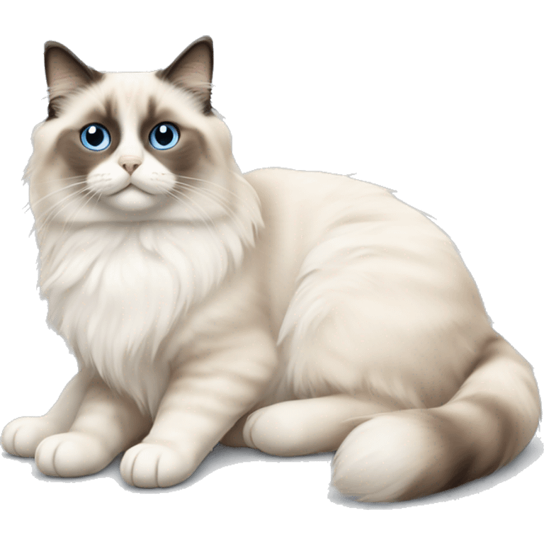 Cute ragdoll cat laying down emoji