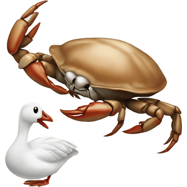 Crab pinching a goose emoji