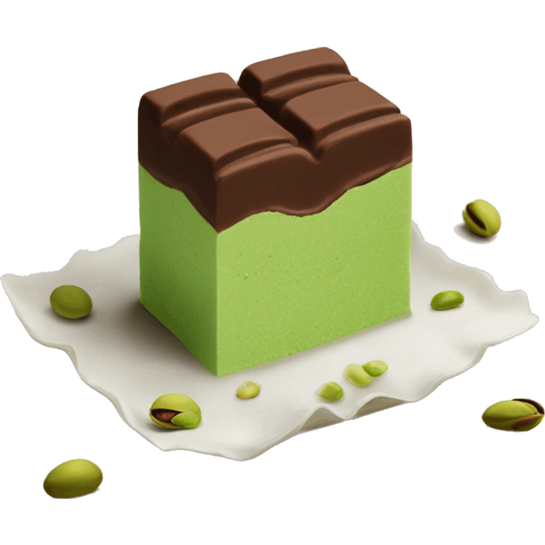 A bar of Dubai chocolate filled with Green pistachio cream emoji