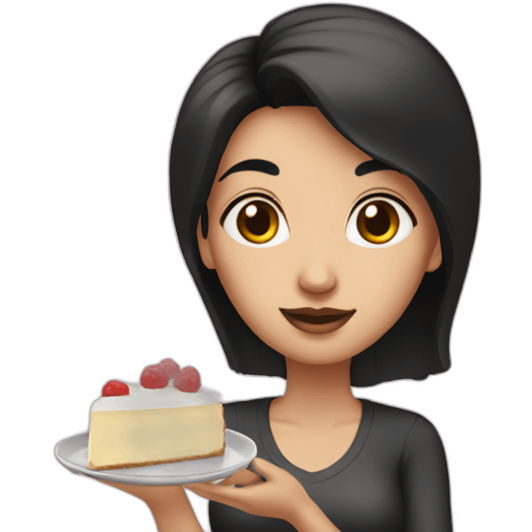 Woman with black hair and White skin Preparing cheescake emoji