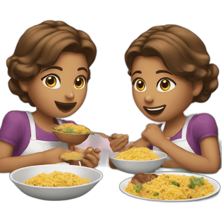 Hermanas comiendo emoji