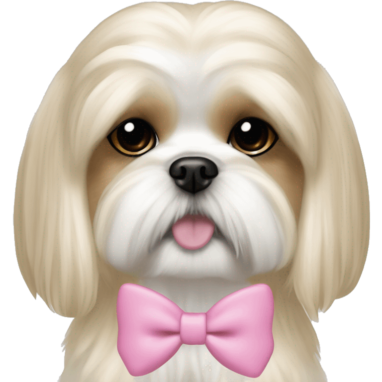 golden cream shih tzu white girl cute medium hair pink bow emoji