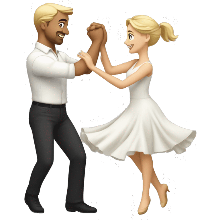 white caucasian man and woman  couple dancing together emoji