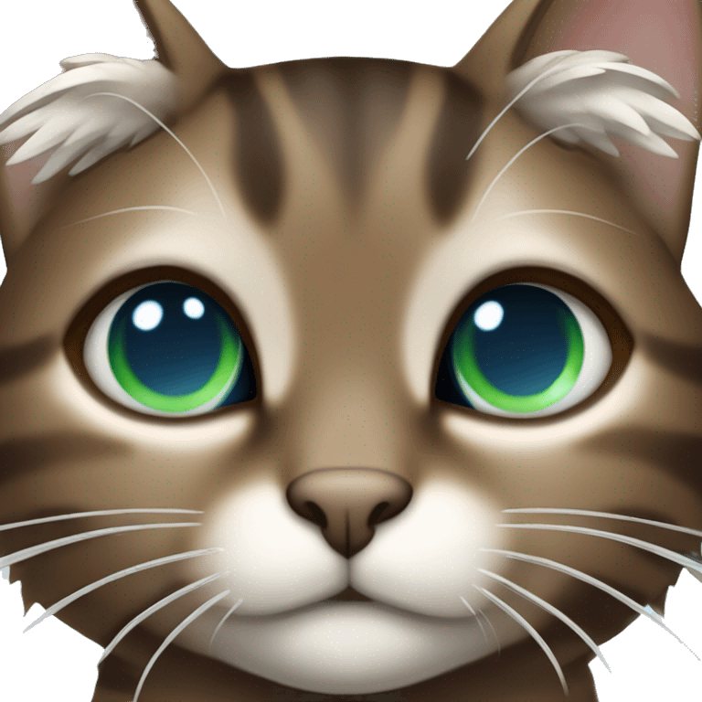 Dark brown tabby cat with blue green eyes  with angel wings  emoji