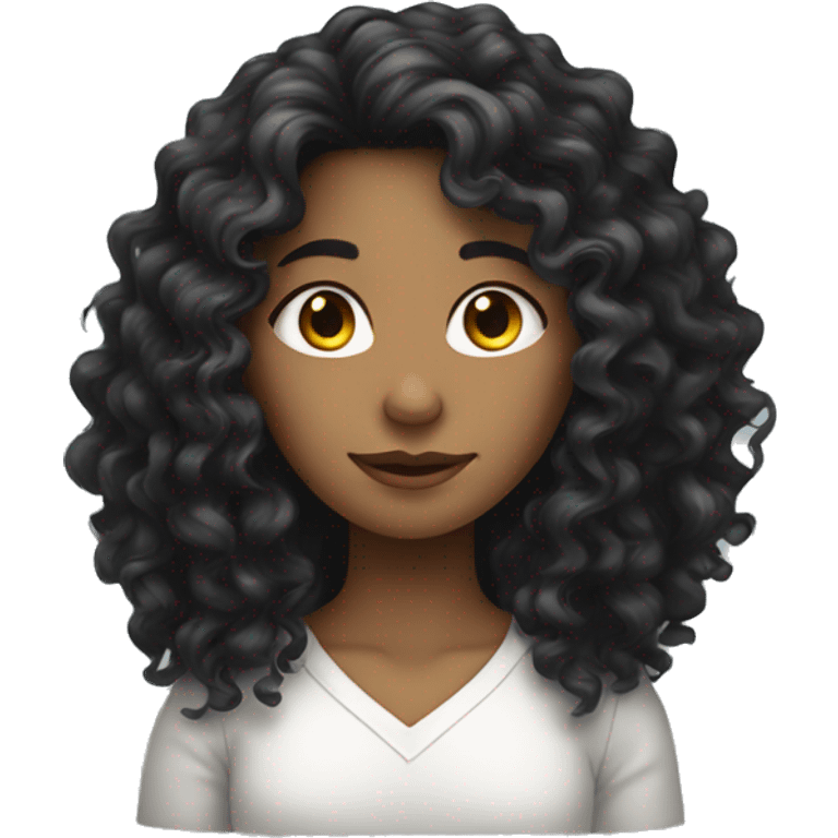 Long dark Curly hair girl  emoji