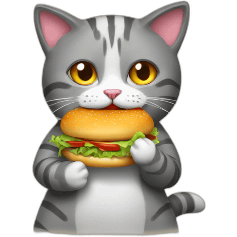 Cat eating burgers emoji