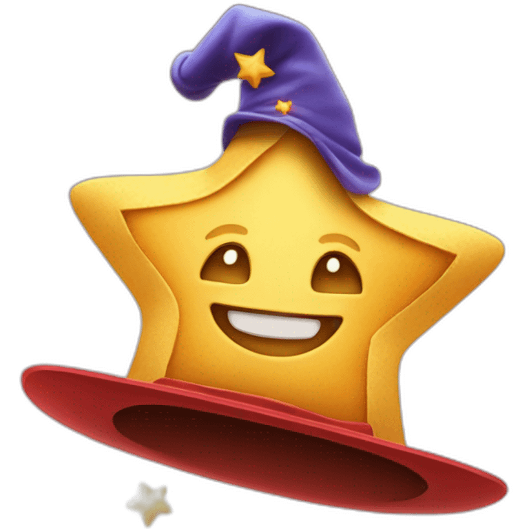 star jumping up and out of a magic hat without face emoji