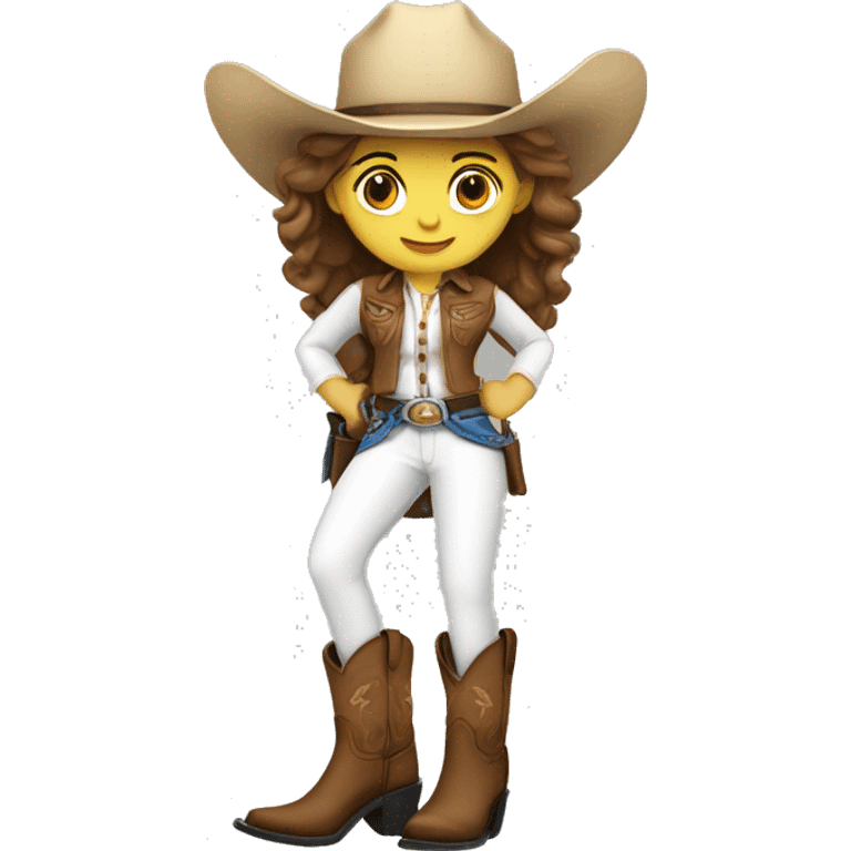 White Cowgirl wearing cowboy boots emoji