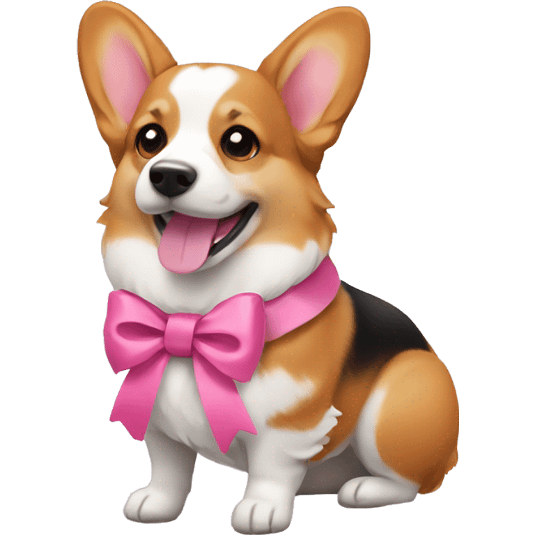 Corgi with pink ribbon emoji