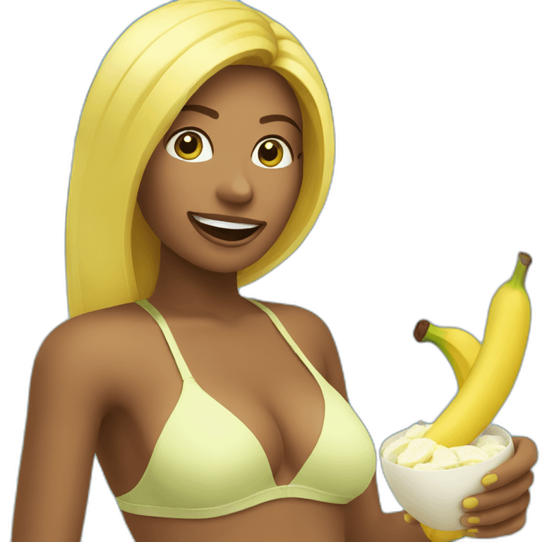 bikini woman eating banana emoji