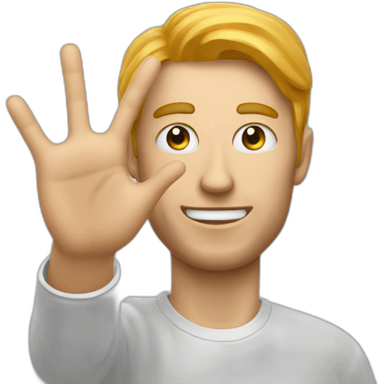 a man waves hello, bitcoin in his eyes emoji