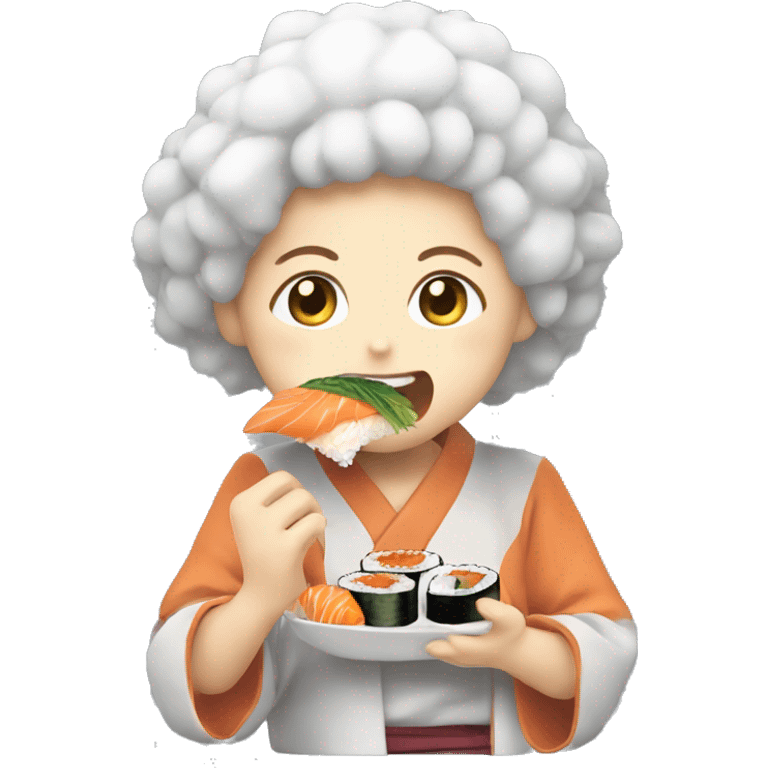 Yuki tsunoda eating sushi emoji