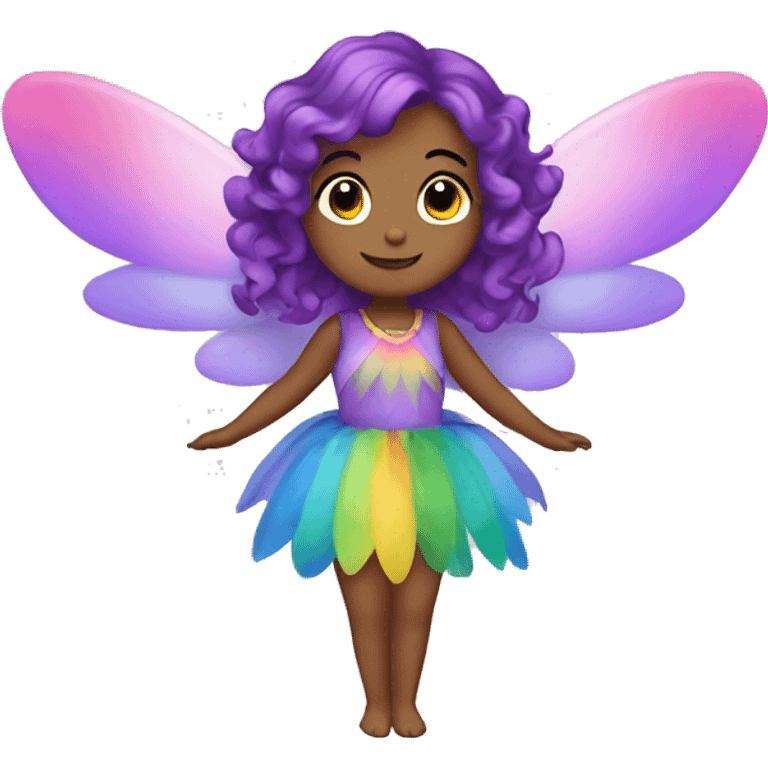 fairy with purple hair and rainbow dress and rainbow wings  emoji