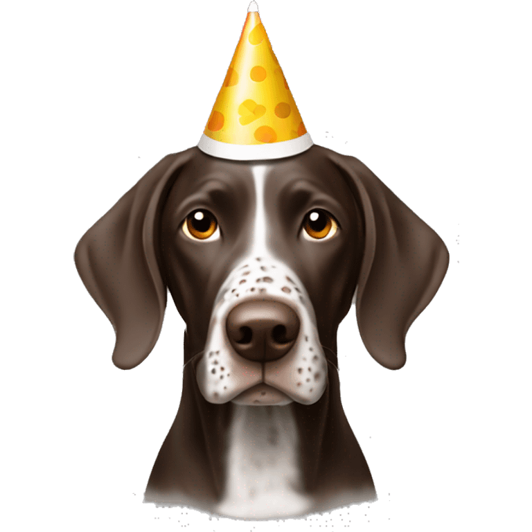 German shorthair with party hat emoji