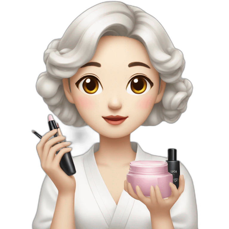 Korean girl with cosmetics in her hands emoji