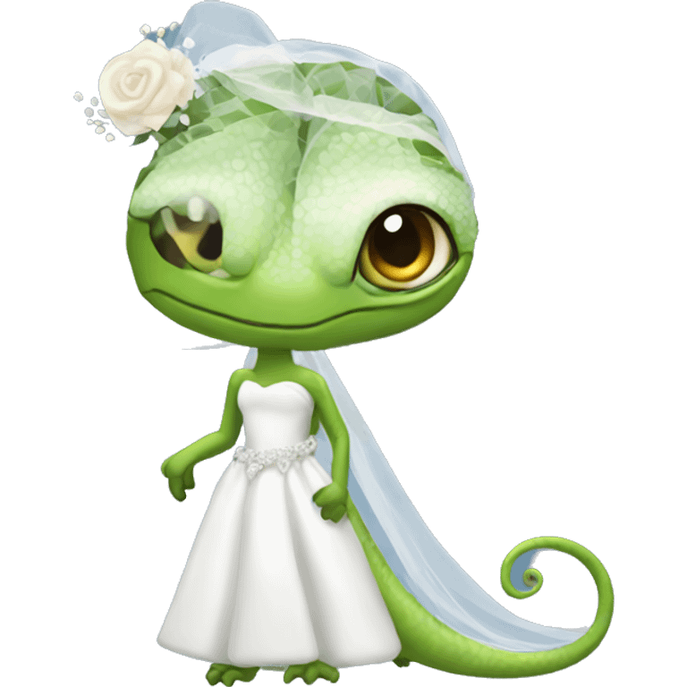 Chameleon wearing a wedding dress emoji