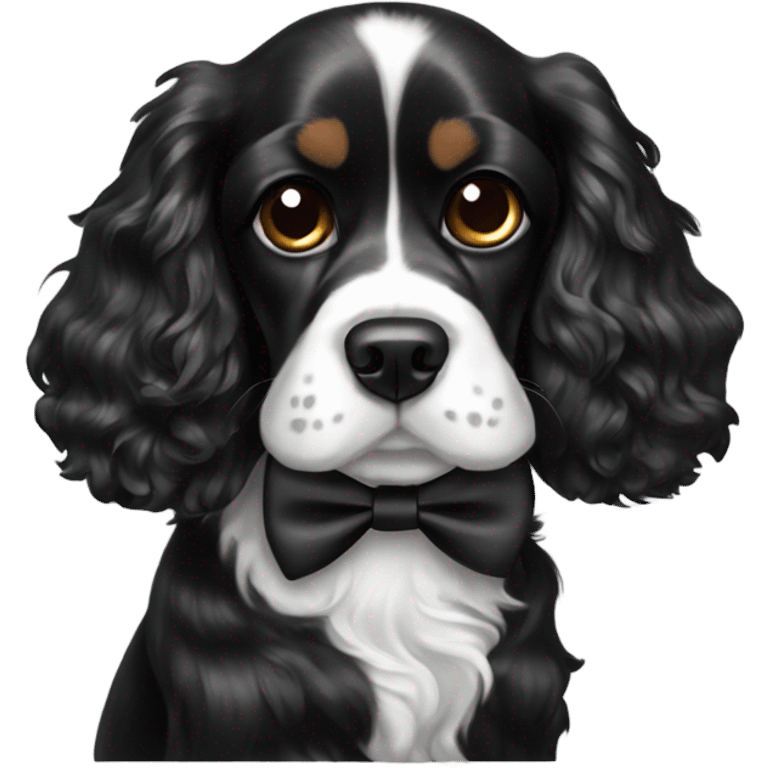 a black and white cocker spaniel with a bow tie on emoji