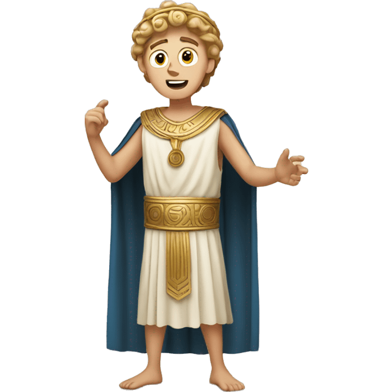 white boy in a Ancient Greek costume singing, on stage  emoji