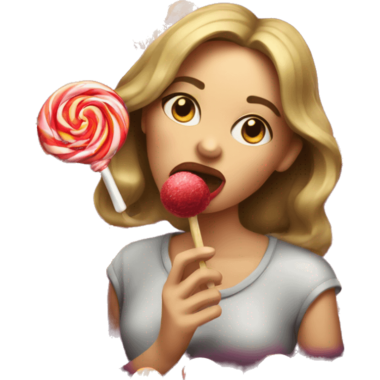 Woman licking lollipop  emoji