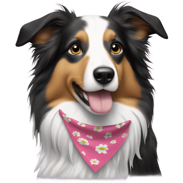 Collie dog with flower bandana on neck  emoji