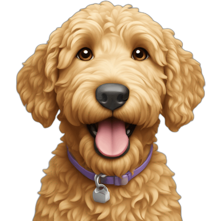 Golden doodle with under bite emoji