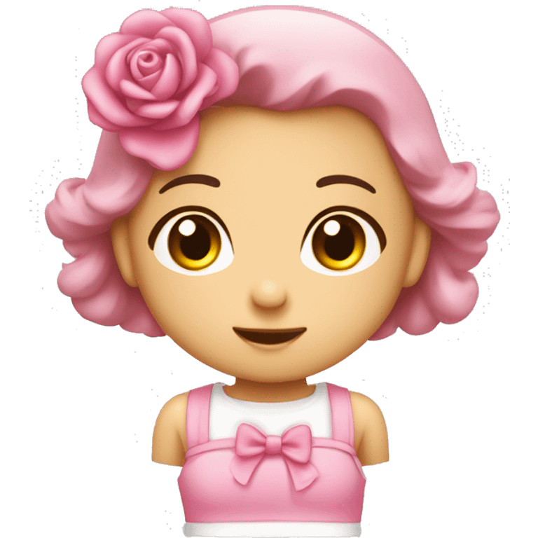 Coração rosa bebê com uma laço branco no meio emoji