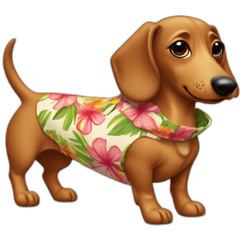 sausage dog wearing a Hawaiian shirt emoji