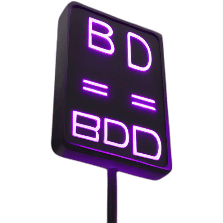 Purple and black vertical led night club sign that says B.C.D. emoji