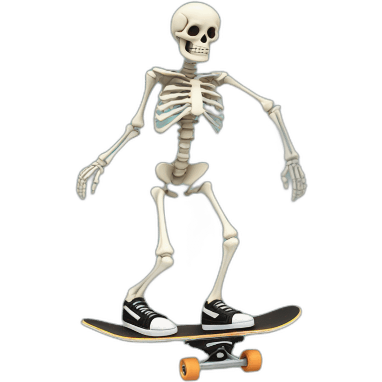 skeleton on frie skateing on skate and making kickflip emoji