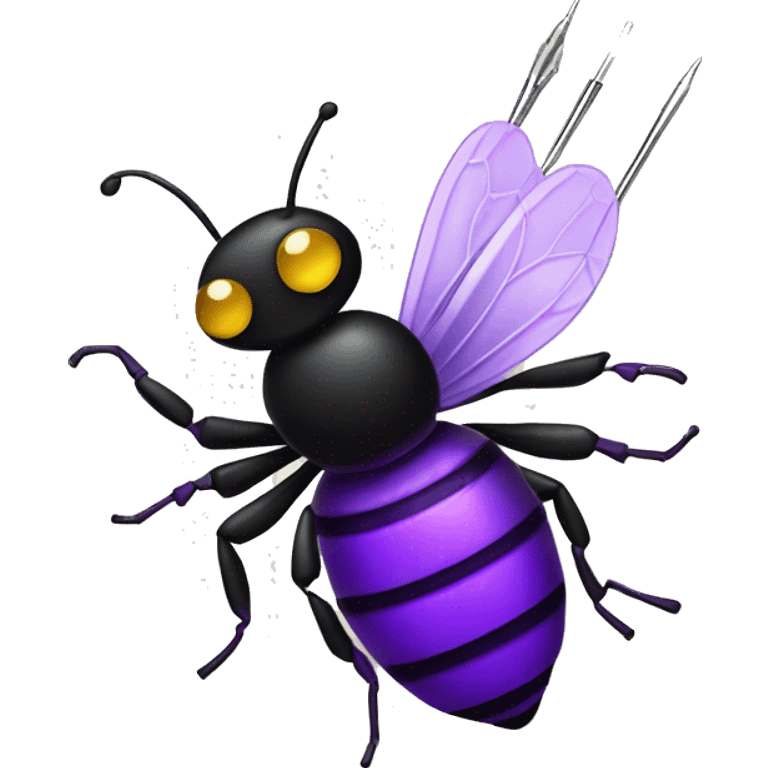 black and purple bee with a needle holder instead of a stinger emoji