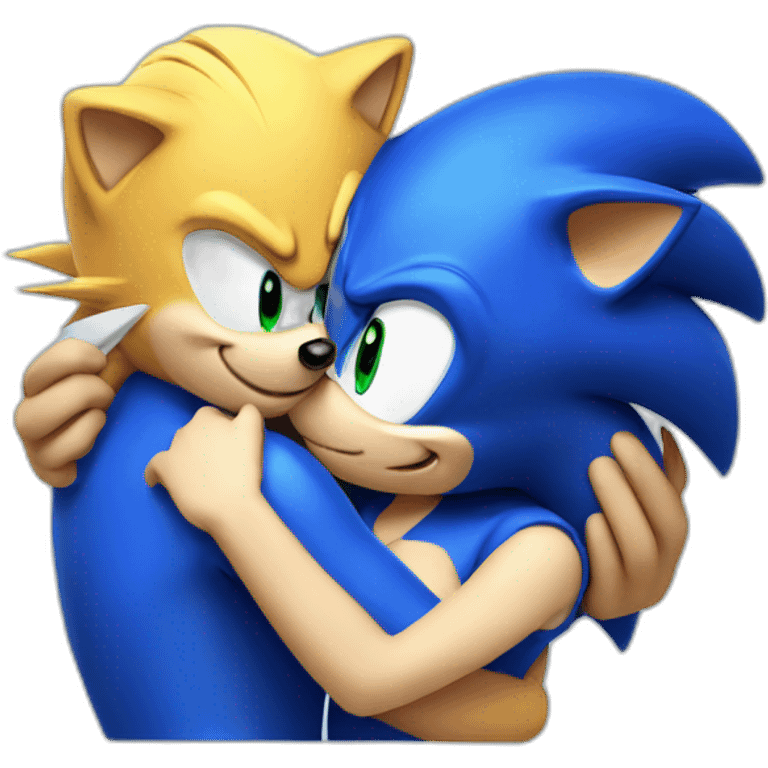 blue sonic the hedgehog hugging emoji