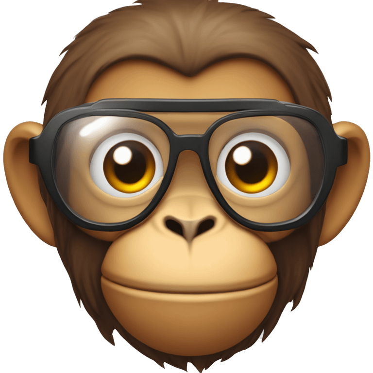 Monkey con gafas rojas que tenga cosas cómo de el futuro 2027 emoji