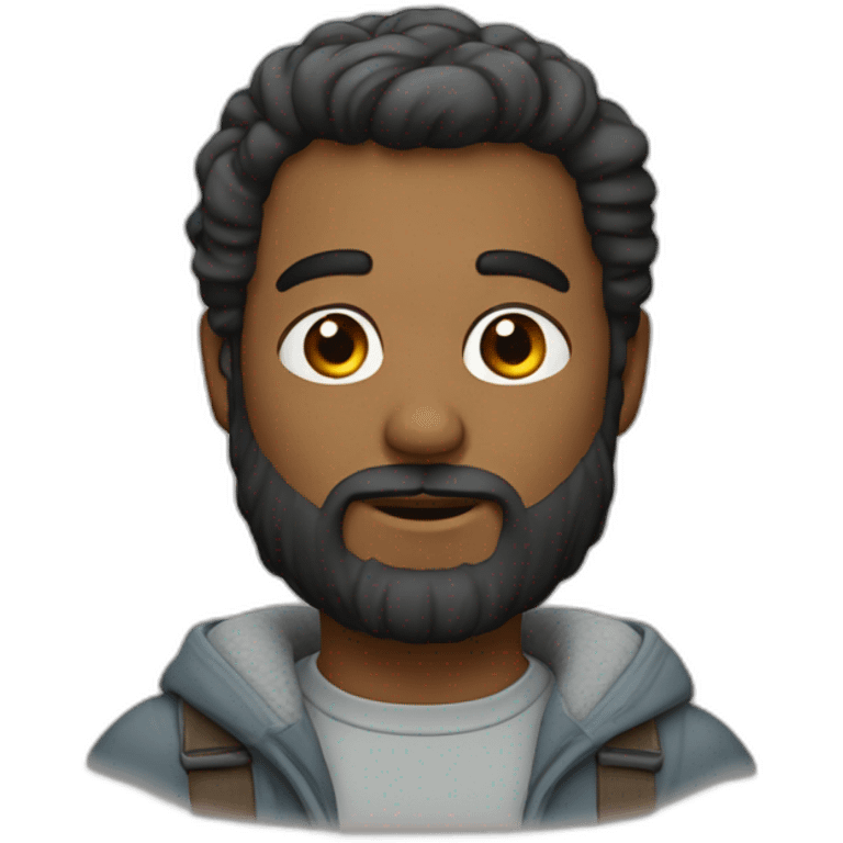 homme avec barbe et couette emoji